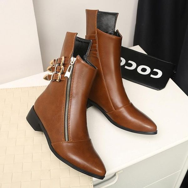 boots spring and winter fashion british style metal button flat bottom women's size, Black
boots spring and winter fashion british style metal button flat bottom women's size, Black