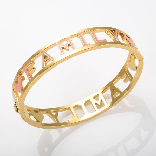 bangle hollow pink color i love family letter bracelet gold plated cuff for women men wristband jewelry gift, Black
bangle hollow pink color i love family letter bracelet gold plated cuff for women men wristband jewelry gift, Black