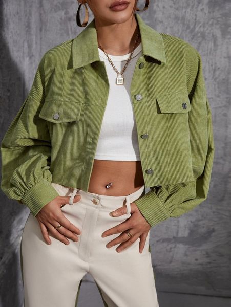 sxy flap detail lantern sleeve crop corduroy jacket u6dm#, Black;brown
sxy flap detail lantern sleeve crop corduroy jacket u6dm#, Black;brown