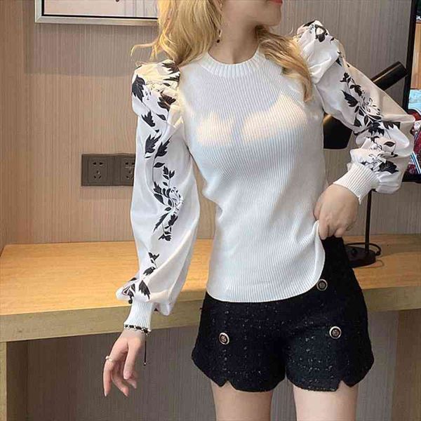 fashion puff sleeve print pullovers short autumn fashion women sweaters elegant korean sueter mujer, White;black
fashion puff sleeve print pullovers short autumn fashion women sweaters elegant korean sueter mujer, White;black