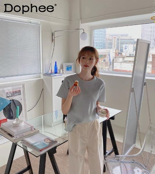 women's t-shirt women korean style chic french tshirt summer simple thin waffle loose slimming tee all-match basic short sleeve, White
women's t-shirt women korean style chic french tshirt summer simple thin waffle loose slimming tee all-match basic short sleeve, White