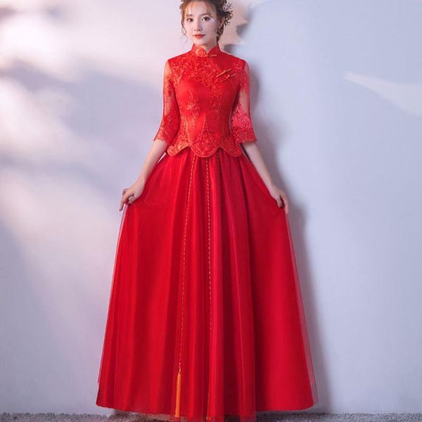 ethnic clothing perspective flare sleeve lady cheongsam red tassel mesh maxi qipao vintage mandarin collar bride wedding chinese dress
ethnic clothing perspective flare sleeve lady cheongsam red tassel mesh maxi qipao vintage mandarin collar bride wedding chinese dress