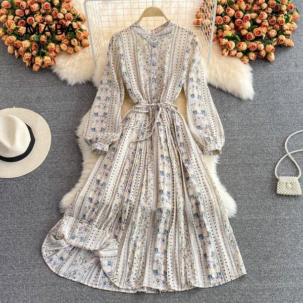 casual dresses elegant chic chiffon dress women autumn stand up collar button lace waist print pleated long korean vestidos midi, Black;gray
casual dresses elegant chic chiffon dress women autumn stand up collar button lace waist print pleated long korean vestidos midi, Black;gray