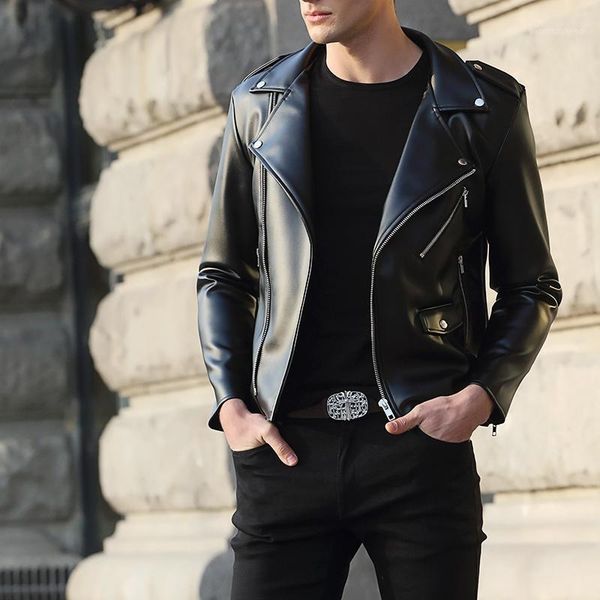 men's fur & faux s~3xl 2021 male leather clothing outerwear short design slim pu motorcycle jacket casual singer costumes, Black
men's fur & faux s~3xl 2021 male leather clothing outerwear short design slim pu motorcycle jacket casual singer costumes, Black