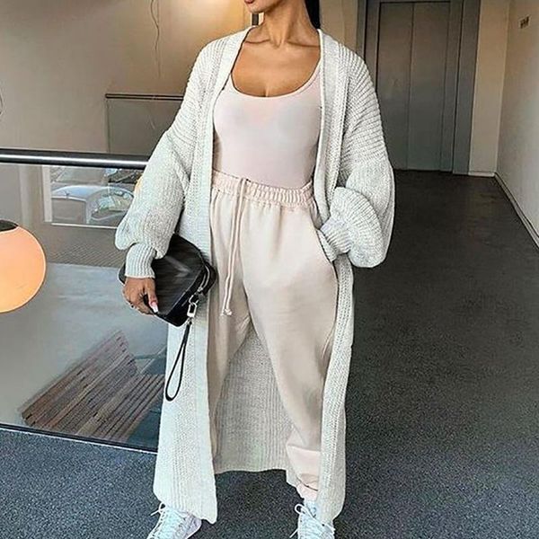 women's knits & tees cardigans 2021 autumn and winter casual long knitted cardigan women sweater jacket v-neck lantern sleeve coat, White
women's knits & tees cardigans 2021 autumn and winter casual long knitted cardigan women sweater jacket v-neck lantern sleeve coat, White