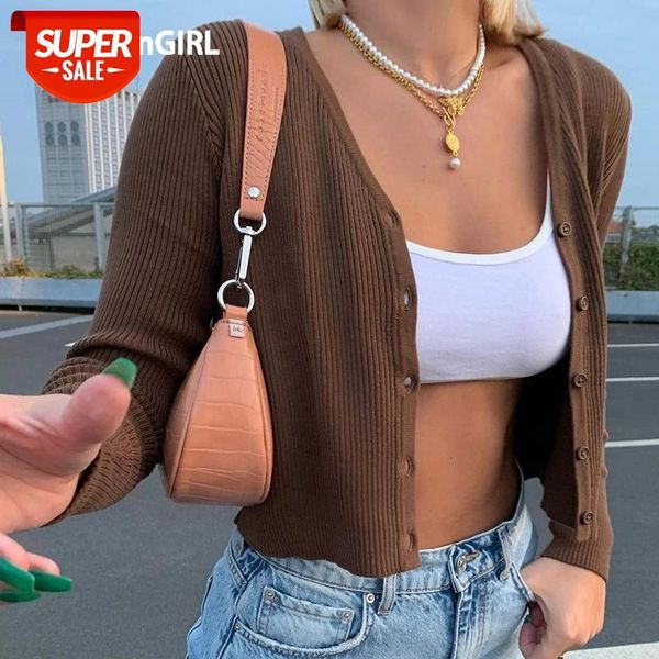 heyoungirl solid brown knitted crop cardigan women casual button up long sleeve thin sweater ladies fashion autumn knitwear #ef9m, White
heyoungirl solid brown knitted crop cardigan women casual button up long sleeve thin sweater ladies fashion autumn knitwear #ef9m, White