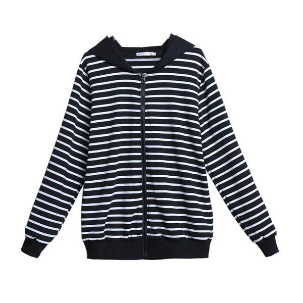 women's jackets 2021 spring autumn large size women jacket 5xl casua loose striped hooded korean cardigans coat female coats hl416, Black;brown
women's jackets 2021 spring autumn large size women jacket 5xl casua loose striped hooded korean cardigans coat female coats hl416, Black;brown