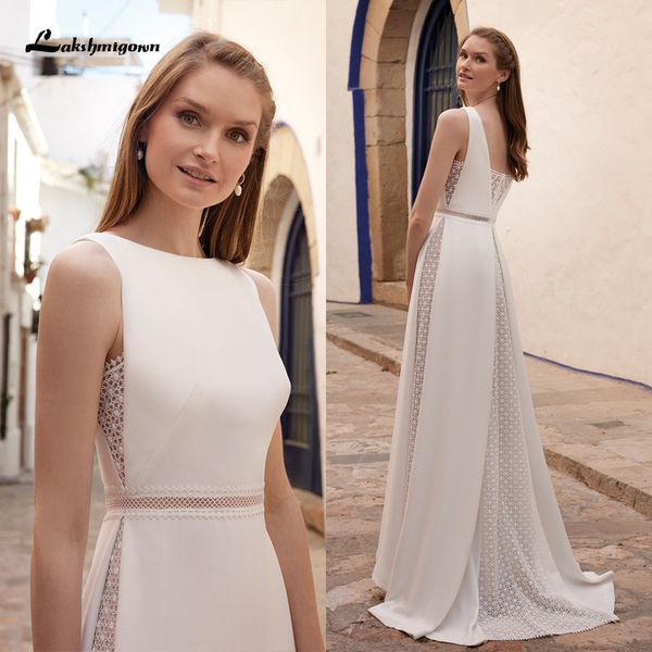 new chic simple lace wedding es 2021 scoop neck sleeveless boho satin a-line elegant bridal gown robe de mariee v6qn, White
new chic simple lace wedding es 2021 scoop neck sleeveless boho satin a-line elegant bridal gown robe de mariee v6qn, White