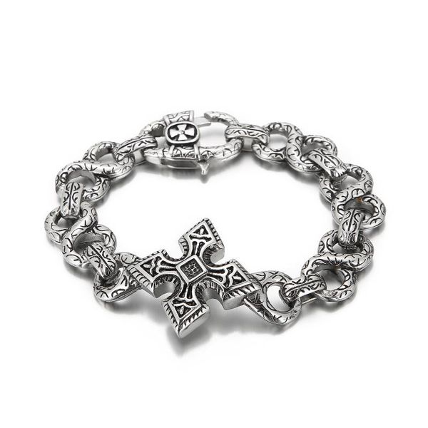 link, chain vintage bracelet men's stainless steel pattern cuff punk box customized fashion jewelry, Black
link, chain vintage bracelet men's stainless steel pattern cuff punk box customized fashion jewelry, Black