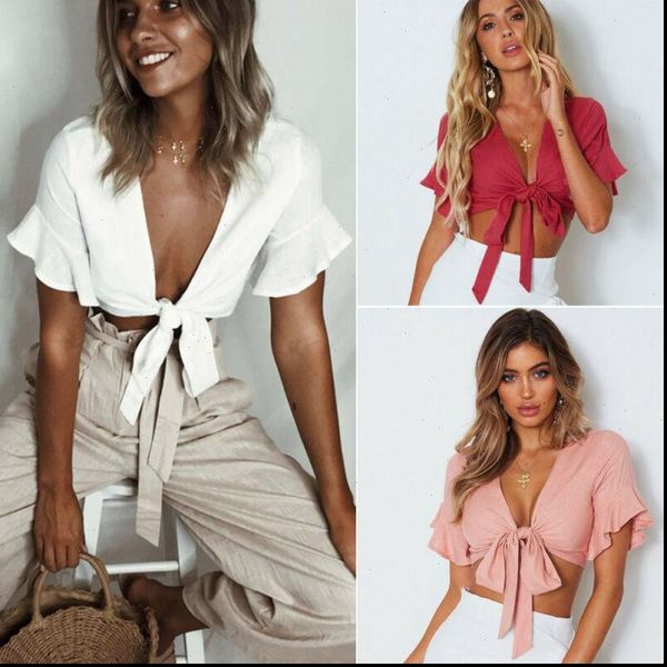 women bowknot bow tie front crop short sleeve beach vest wrapped base cami drop shipping, White
women bowknot bow tie front crop short sleeve beach vest wrapped base cami drop shipping, White
