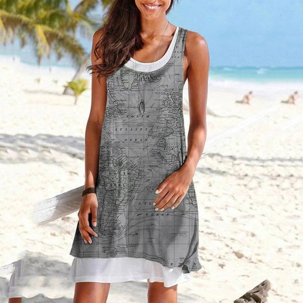 casual dresses summer fake 2 women map printing beach party tank dress streetwear clothing fashion women's, Black;gray
casual dresses summer fake 2 women map printing beach party tank dress streetwear clothing fashion women's, Black;gray