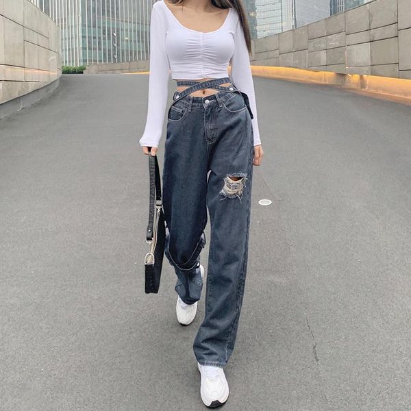 women's jeans 2021 autumn winter high wasit denim women bandage straight long pants lady streetwears trousers zipper hole jea, Blue
women's jeans 2021 autumn winter high wasit denim women bandage straight long pants lady streetwears trousers zipper hole jea, Blue