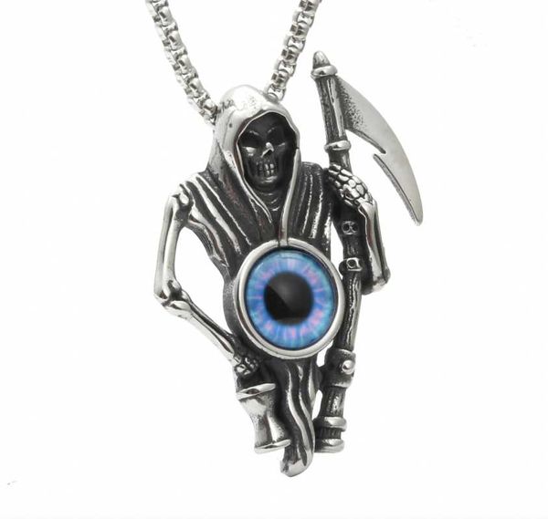 pendant necklaces reaper demon eye necklace trendy men and women personality fashion titanium steel jewelry, Silver
pendant necklaces reaper demon eye necklace trendy men and women personality fashion titanium steel jewelry, Silver