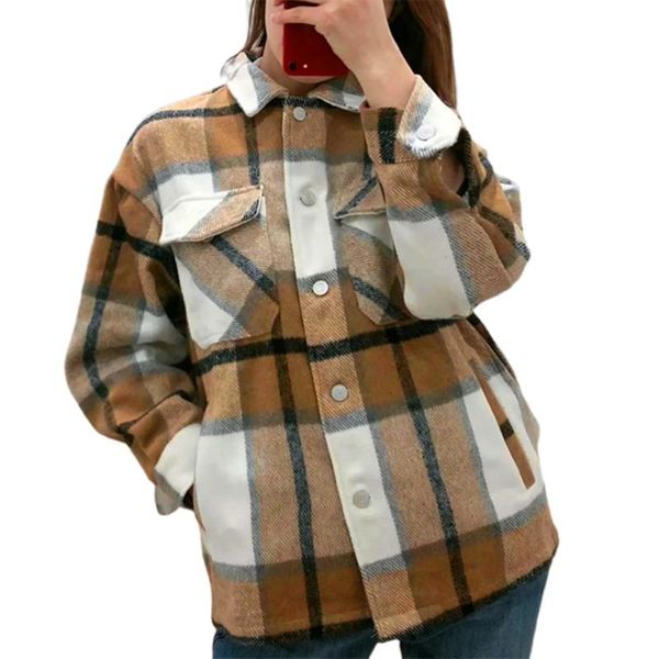women's jackets y2k cool oversized plaid jacket coat classcial long sleeve pockets female outerwear chic winter autumn, Black;brown
women's jackets y2k cool oversized plaid jacket coat classcial long sleeve pockets female outerwear chic winter autumn, Black;brown