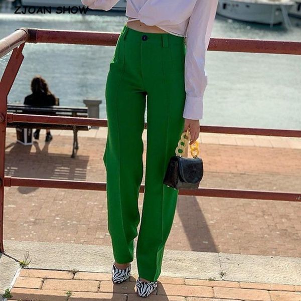 women's pants & capris 2021 vintage green high waist women street long straight trousers office ladies causal bottom, Black;white
women's pants & capris 2021 vintage green high waist women street long straight trousers office ladies causal bottom, Black;white