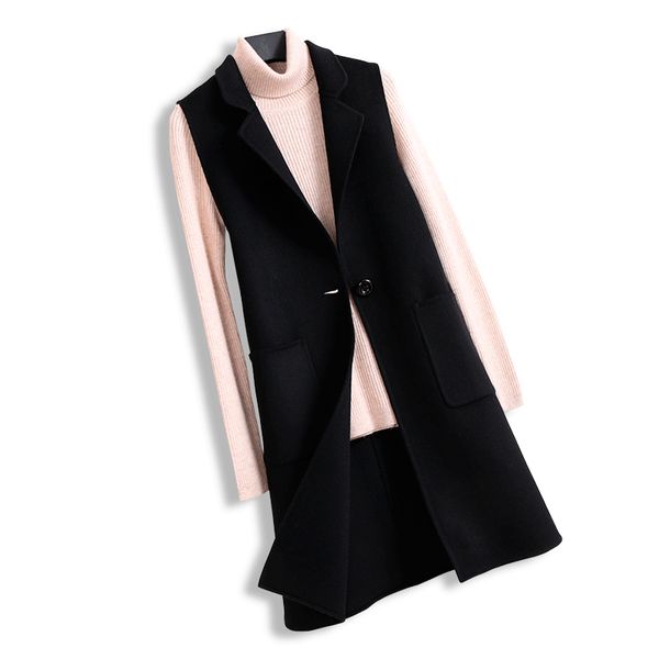 autumn winter red long coat female handmade double-faced wool waistcoat vest women solid color sleeveless jacket ql42, Black;white
autumn winter red long coat female handmade double-faced wool waistcoat vest women solid color sleeveless jacket ql42, Black;white