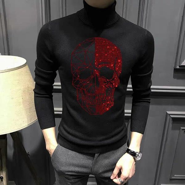 winter new drill skull warmth thick knitted long-sleeved men's turtleneck sweater pullover woolen clothes, White;black
winter new drill skull warmth thick knitted long-sleeved men's turtleneck sweater pullover woolen clothes, White;black