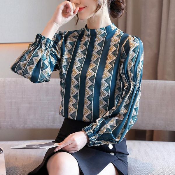 women's blouses & shirts autumn loose printed chiffon shirt long-sleeved stand-up collar lantern sleeve blouse, White
women's blouses & shirts autumn loose printed chiffon shirt long-sleeved stand-up collar lantern sleeve blouse, White