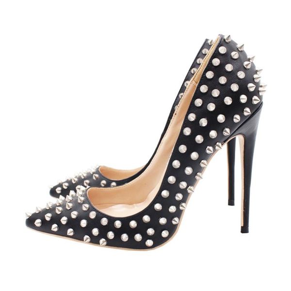 dress shoes metal decorations stiletto high heels party runway woman slip-on full rivets pumps women pointed toe 8cm/10cm/12cm, Black
dress shoes metal decorations stiletto high heels party runway woman slip-on full rivets pumps women pointed toe 8cm/10cm/12cm, Black