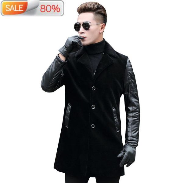 men's leather & faux natural sheep shearling fur coat winter jacket men genuine sheepskin jackets plus size long coats nd757, Black
men's leather & faux natural sheep shearling fur coat winter jacket men genuine sheepskin jackets plus size long coats nd757, Black