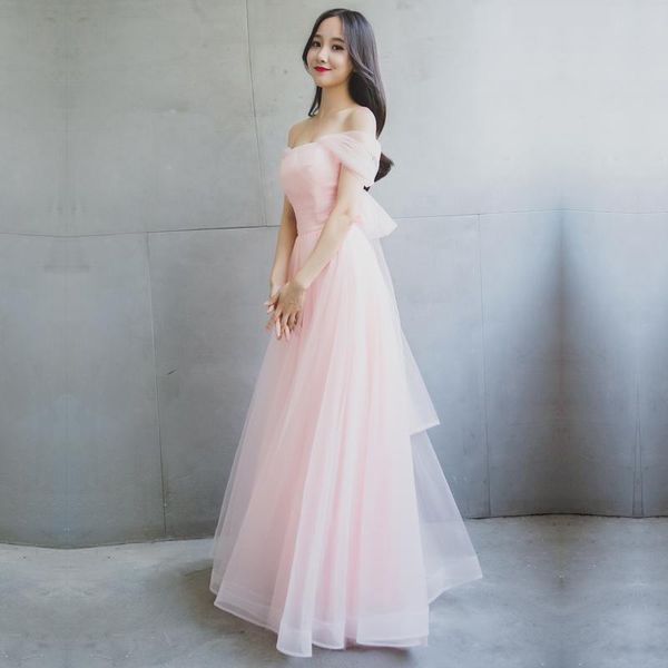 bridesmaid dress candy color long sister boat neck pink hosted for wedding party guest, White;pink
bridesmaid dress candy color long sister boat neck pink hosted for wedding party guest, White;pink