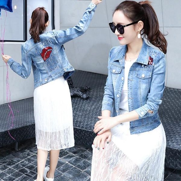women's jackets #3307 spring 2021 short denim women with sequins slim jeans jacket ladies streetwear casual coat plus size, Black;brown
women's jackets #3307 spring 2021 short denim women with sequins slim jeans jacket ladies streetwear casual coat plus size, Black;brown