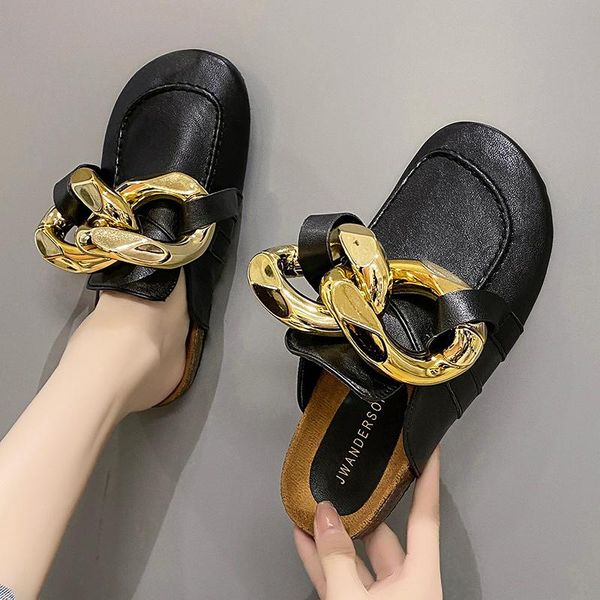 slippers 2021 women's flip flops summer the fashion solid color round head comfortable all-match metal chain flat shoes casual, Black
slippers 2021 women's flip flops summer the fashion solid color round head comfortable all-match metal chain flat shoes casual, Black