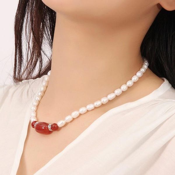 chains genuine natural pearl fresh water women's rice necklace, Silver 
chains genuine natural pearl fresh water women's rice necklace, Silver