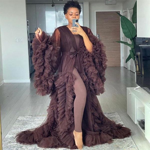 tulle pregnant sleepwear bridal robes for pshoot full sleeves ruffles maternity dress plus size nightgowns evening dresses, White
tulle pregnant sleepwear bridal robes for pshoot full sleeves ruffles maternity dress plus size nightgowns evening dresses, White
