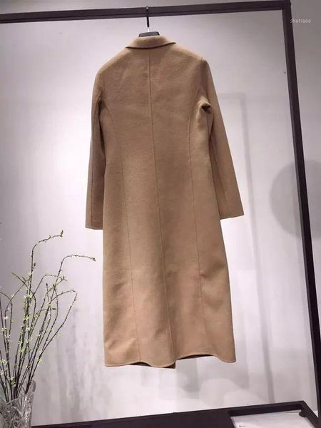 women's wool & blends autumn early style suit collar with three buckles rear slit long woolen coat fashionable / versatile women trench, Black
women's wool & blends autumn early style suit collar with three buckles rear slit long woolen coat fashionable / versatile women trench, Black