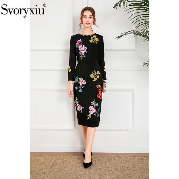 casual dresses svoryxiu runway designer autumn women elegant knee-length pencil dress diamond o-neck slim high waist flower embroidery, Black;gray
casual dresses svoryxiu runway designer autumn women elegant knee-length pencil dress diamond o-neck slim high waist flower embroidery, Black;gray