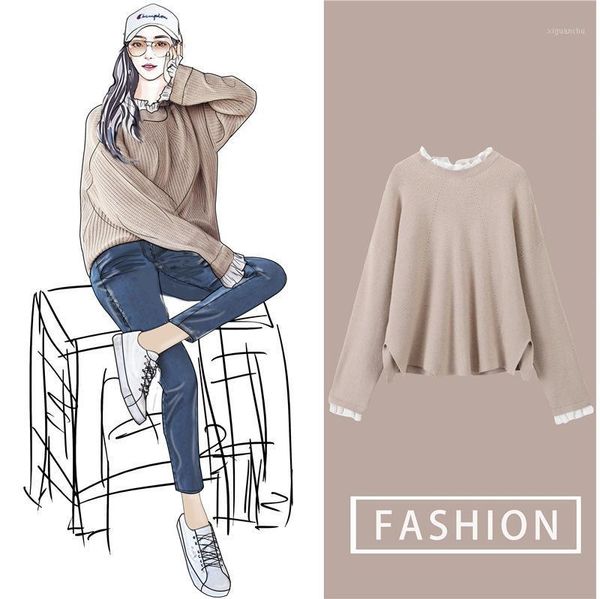 2019 dress suit-dress easy round neck split joint knitting unlined upper garment sweater1, Black
2019 dress suit-dress easy round neck split joint knitting unlined upper garment sweater1, Black