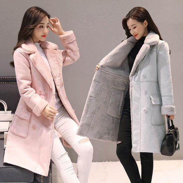 women's wool & blends autumn and winter lamb coat chic plus velvet thick suede mid-length fur with lapel collar, Black
women's wool & blends autumn and winter lamb coat chic plus velvet thick suede mid-length fur with lapel collar, Black