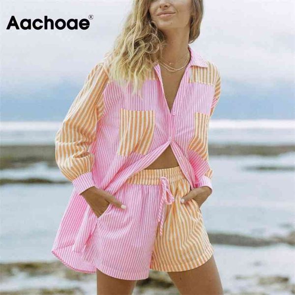 aachoae fashion patchwork cotton 2 piece set women long sleeve pockets shirt with high waist shorts striped print holiday sets 210721, White
aachoae fashion patchwork cotton 2 piece set women long sleeve pockets shirt with high waist shorts striped print holiday sets 210721, White