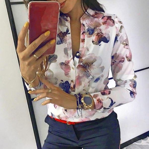 women's blouses & shirts women summer long sleeve v-neck with buttons foral print loose shirt blouse chemise femme womens and, White
women's blouses & shirts women summer long sleeve v-neck with buttons foral print loose shirt blouse chemise femme womens and, White