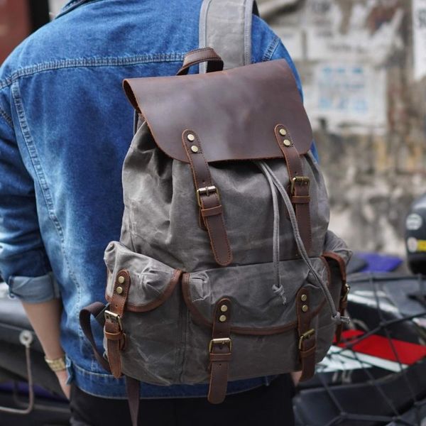 wax canvas backpack for men vintage backpack travel school college bookbag fashion fits 15 inch notebook
wax canvas backpack for men vintage backpack travel school college bookbag fashion fits 15 inch notebook