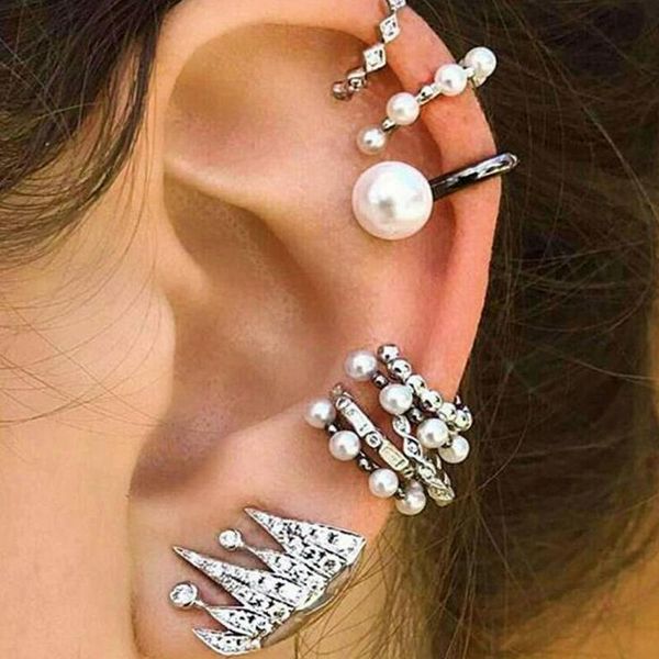 clip-on & screw back romad 9pcs boho ear cuff brincos pearl clip earrings set women statement bohemia crystal cartilag jewelry r5, Silver
clip-on & screw back romad 9pcs boho ear cuff brincos pearl clip earrings set women statement bohemia crystal cartilag jewelry r5, Silver
