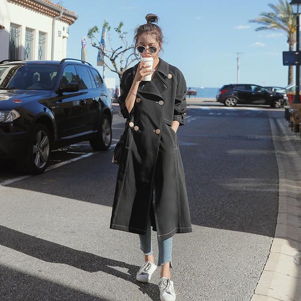 spring women's raincoats long trench coats for femme casual undefined black lapel double-breasted fashion korean clothes1, Tan;black
spring women's raincoats long trench coats for femme casual undefined black lapel double-breasted fashion korean clothes1, Tan;black