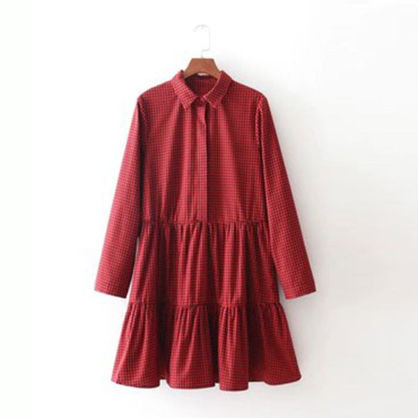 2019 spring women casual red plaid vintage a line dress ruffles turn down collar full sleeve dress female loose dress, Black;gray
2019 spring women casual red plaid vintage a line dress ruffles turn down collar full sleeve dress female loose dress, Black;gray