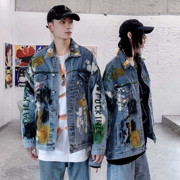 jeans jacket men's fashion brand spring and autumn 2020 loose art graffiti personality hip hop street jacket top, Black;brown
jeans jacket men's fashion brand spring and autumn 2020 loose art graffiti personality hip hop street jacket top, Black;brown