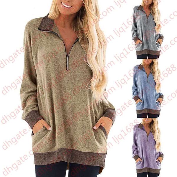 2020 new women's chest zipper leisure pocket long sleeve sweater t-shirt, White
2020 new women's chest zipper leisure pocket long sleeve sweater t-shirt, White