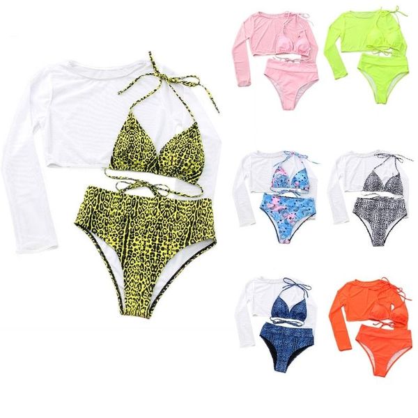 women 3 pieces bikini swimsuit set halter bra high waist thong with mesh long sleeve crop solid color snakeskin print b 
women 3 pieces bikini swimsuit set halter bra high waist thong with mesh long sleeve crop solid color snakeskin print b