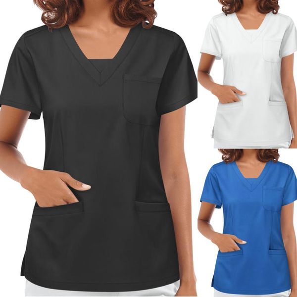 women's blouses & shirts trendyland pocket cotton blouse vintage solid color short sleeve v-neck care workers t-shirt korean clothes, White
women's blouses & shirts trendyland pocket cotton blouse vintage solid color short sleeve v-neck care workers t-shirt korean clothes, White