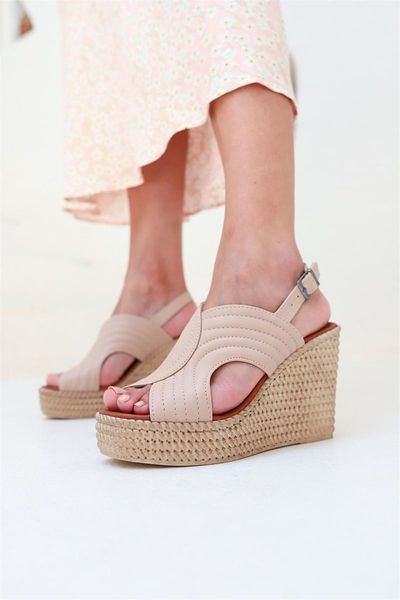 sandals tolk women 's wedges skin leather, Black
