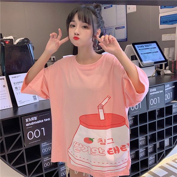 2021 new japanese kawaii strawberry milk printing female t-shirt summer oversized loosed short sleeve t harajuku sweet schoolgirl s e89k, White
2021 new japanese kawaii strawberry milk printing female t-shirt summer oversized loosed short sleeve t harajuku sweet schoolgirl s e89k, White