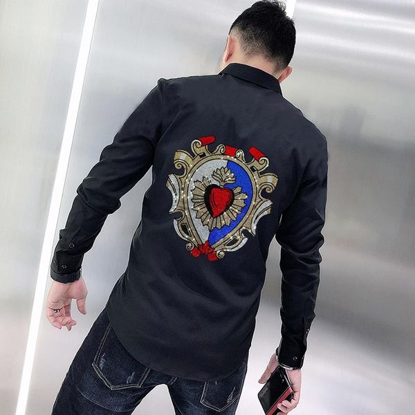men's casual shirts rhinestone diamond style t-shirt long-sleeved design lapel all-match night show personality slimming, White;black
men's casual shirts rhinestone diamond style t-shirt long-sleeved design lapel all-match night show personality slimming, White;black