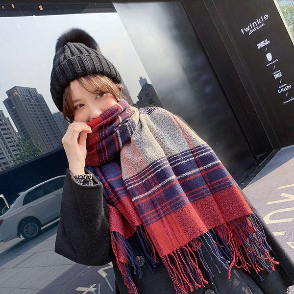 autumn and winter new womens red and blue plaid jacquard shawl knitted warm shawl thickened scarf wholesale, Blue;gray
autumn and winter new womens red and blue plaid jacquard shawl knitted warm shawl thickened scarf wholesale, Blue;gray