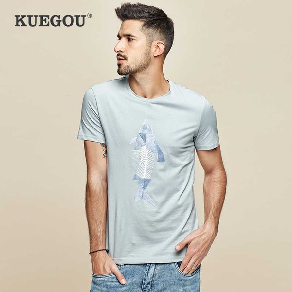 kuegou cotton men's t-shirt summer fashion tshirt printed elastic blue red t shirt short sleeves men plus size lt-1778 210629, White;black
kuegou cotton men's t-shirt summer fashion tshirt printed elastic blue red t shirt short sleeves men plus size lt-1778 210629, White;black