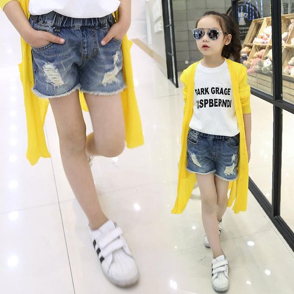 4-12 years kids wear hole jeans shorts fashion girls blue color elastic waist leggings denim pants school style, Black
4-12 years kids wear hole jeans shorts fashion girls blue color elastic waist leggings denim pants school style, Black
