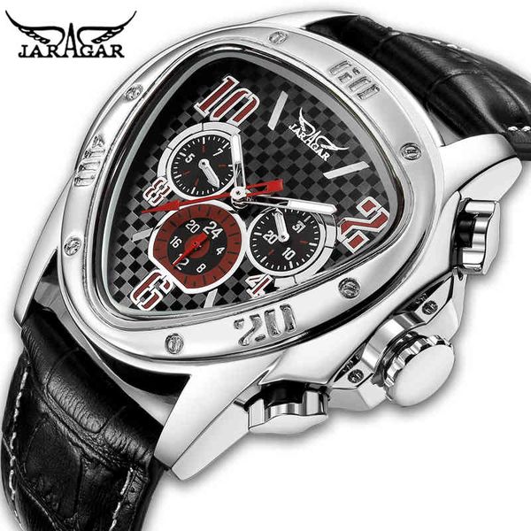 jaragar men's sport watches racing design geometric triangle men genuine leather strap male automatic wrist, Silver
jaragar men's sport watches racing design geometric triangle men genuine leather strap male automatic wrist, Silver